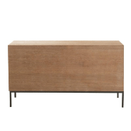 Buffet bas design BOZA - 2 portes, 3 tiroirs en bois naturel massif avec étagères - Style industriel classique_4