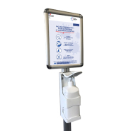 Poteau distributeur de gel 158 cm - Pompe manuelle 1L + Cadre pancarte A3 portrait/paysage - Noir - Réf : 214962NR_4