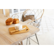 Service à fromage en bambou - Couteau en acier inoxydable et planche à découper en bambou - Avec boîte en papier kraft_4