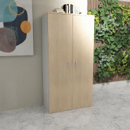 Armoire haute 197 cm avec portes battantes - Mobel Linea - 80, Chêne_4