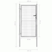 Vidaxl porte de jardin acier galvanisé 105x200 cm argenté 144758_4