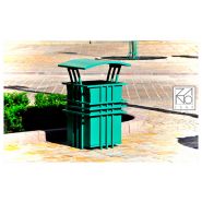 Poubelle publique Szczepanski Zano - 60L - acier noir avec bac intérieur galvanisé verrouillable_4