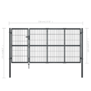Vidaxl portillon avec poteaux acier 350 x 120 cm anthracite 144400_4