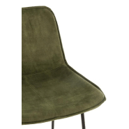 Chaise de bar RATRI - Velours vert olive, piétement métal noir, design industriel_4