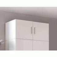 Composition d'angle dressing MADDY 174 x 259 cm - façade laquée blanc cassé brillant et poignées chromées_4