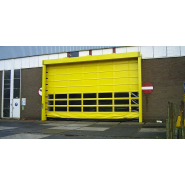 Porte souple avec glissières amples pour fonctionnement continu en cas d'incident