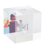 Cube en verre - Transparent - Livré dans boîte cadeau bleue - Poids 208,33 gr_4