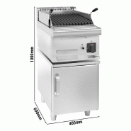 Grill à gaz à pierre de lave - 5,5 kW - Grille inclinable - Soubassement avec 1 porte inclus  - Mario 600 |GGM -GLGK46-E-UBK46-E_4