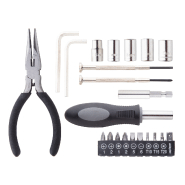 Set d'outils en métal - 22 pièces - avec valise en plastique - tournevis, pince, clés Allen, douilles et mèches_4