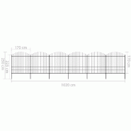 Vidaxl clôture de jardin à dessus en lance acier (1,75-2)x10,2 m noir 277753_4