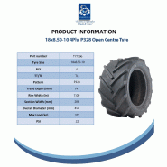 Pneu industriel à crampons pour rotovator à centre ouvert, dimensions 18x8.50-10, Wanda P328_4