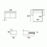 Canapé convertible compact Plaza - Tête de lit intégrée - Matelas 16 cm - Système express 160x197 cm - Tweed taupe_4