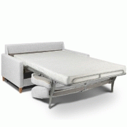 Canapé convertible OGGETTO - Matelas 16 cm - Système express - Sommier à lattes 160 cm - Polyuréthane blanc cassé - RENATONISI_4