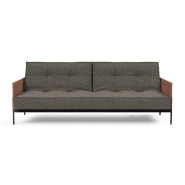 Canapé-lit Innovation Living Splitback Lauge - Convertible 115x210 cm - Tissu Flashtex Dark Grey - Accoudoirs Noyer_4