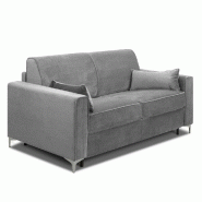 CANAPÉ CONVERTIBLE EXPRESS JACKSON 160CM SOMMIER LATTES TÊTE DE LIT INTÉGRÉE POLYURÉTHANE GRIS CLAIR MATELAS 16 CM_4