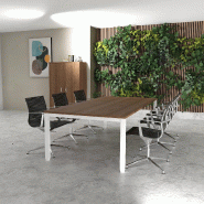Table de réunion 6-8 personnes Tempo - Mobel Linea - Blanc 9010, 250, Acacia foncé_0