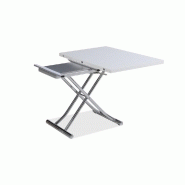 Table basse relevable extensible Trendy - mélaminé chêne blanc avec pied chromé - 110 x 70/140 cm_4