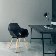 Chaise pour salle à manger - piètement bois MAHÉ - neuf - diversité de couleur - Noir/Blanc/Beige/Brique_4