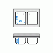 Plonge inox 2 bacs sur placard - P 700 mm -_4