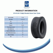 27x10.50-15 Pneus pour tondeuses à gazon 4 plis Multi Turf Grass P332A Wanda 600kgs (Lot de 2)_4