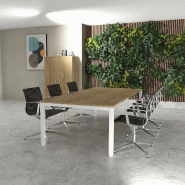 Table de réunion 6-8 personnes Tempo - Mobel Linea - Blanc 9010, 250, Chêne veiné_0