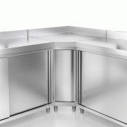 Meuble bas inox adossé P 600 mm avec portes - 1600_4