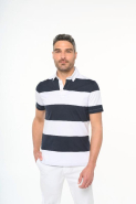 Polo rugby rayé manches courtes unisexe - Kariban - Réf: K286 - 100% coton peigné - Coupe ajustée - Disponibles en tailles 3XL et 4XL_4