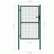 Vidaxl portail de clôture acier 100x125 cm vert 145733_4