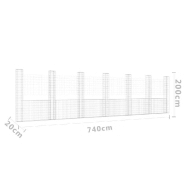 Vidaxl panier de gabion en forme de u avec 7 poteaux fer 740x20x200 cm 151294_4