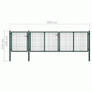 Vidaxl portail de jardin acier 400 x 100 cm vert 144311_4