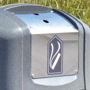 Integro Ville Cigarette - Poubelle publique Glasdon - 35 litres - Ouverture avant et grille en acier inoxydable_4