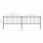 Vidaxl clôture de jardin à dessus en lance acier (1,25-1,5)x3,4 m noir 277731_4