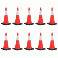 Vidaxl cônes de signalisation réfléchissants à base lourde 10 pcs 75cm 150944_4