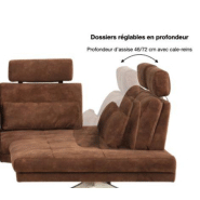 Canapé d'angle Fernie - méridienne droite, double profondeur, têtières, tissu gris - 296 x 179 cm_4