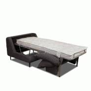 Fauteuil lit convertible express Lisbonne - 70 cm - sommier à lattes RENATONISI - matelas 13 cm - tissu tweed anthracite chiné_4