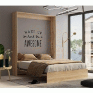 Lit escamotable studio chêne - couchage 160x200 cm avec ouverture assistée et pieds automatiques_4