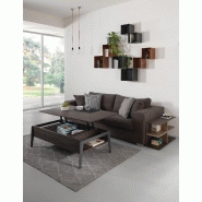 Table basse relevable en noyer foncé Brighton 2 - piètement gris ardoise 110x70cm avec rangement intégré_4
