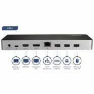 Station d'Accueil USB C - Double àÉcran HDMI & DisplayPort 4K 30Hz - Dock USB Type-C pour PC Portable_4