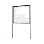 Vitrine extérieure sur poteaux Edge 80 - Affichage simple face - Taille de 12 à 28 A4 - Épaisseur 80 mm - Vitrage sécurisé - Cadre noir - Porte levante - Serrure de sécurité - Aluminium anodisé argent - Fabrication française_4