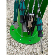 Station de réparation et gonflage pour vélos VELOREP - acier inox, vert, Hauteur 110 cm, Ø 15,2 cm_4