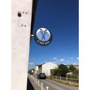 Enseigne Drapeau PVC Ronde Épaisseur 60 mm - chants blancs ou noirs_4