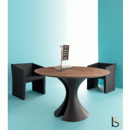 Table de réunion ronde Ola - Martex - 160, Anthracite, Noyer_4