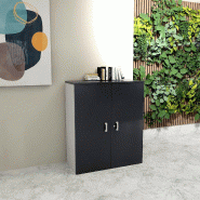 Armoire moyenne à portes battantes Haut. 121 cm - Mobel Linea - 100, Gris anthracite_4