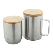 Mug thermos - double paroi en acier inoxydable recyclé - couvercle en bambou - 350 ml_4