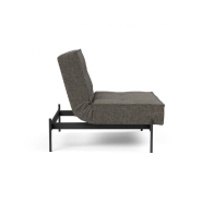 Innovation Living - Fauteuil design Splitback convertible lit 90x115 cm - Flashtex Dark Grey - Pieds acier noir mat_4