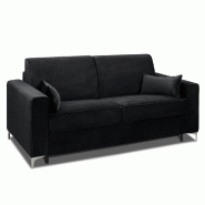 Canapé convertible express JACKSON 140cm - sommier lattes - matelas 16cm - tête de lit intégrée - polyuréthane noir_4