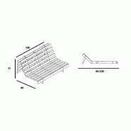 Canapé convertible futon ROOTS - pin naturel - coloris bleu pétrole - couchage 140x200 cm - design japonais et scandinave_4