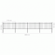 Vidaxl clôture de jardin avec dessus en lance acier 6,8 x 1 m noir 277614_4