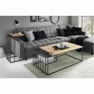 Table basse Jully - chêne massif huilé et métal noir - style industriel - plateau 120x60 cm_4