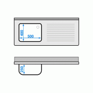 Plonge Inox 1 bac avec passage lave-vaisselle - P 600 - GGM - 1400 mm bac à gauche_4